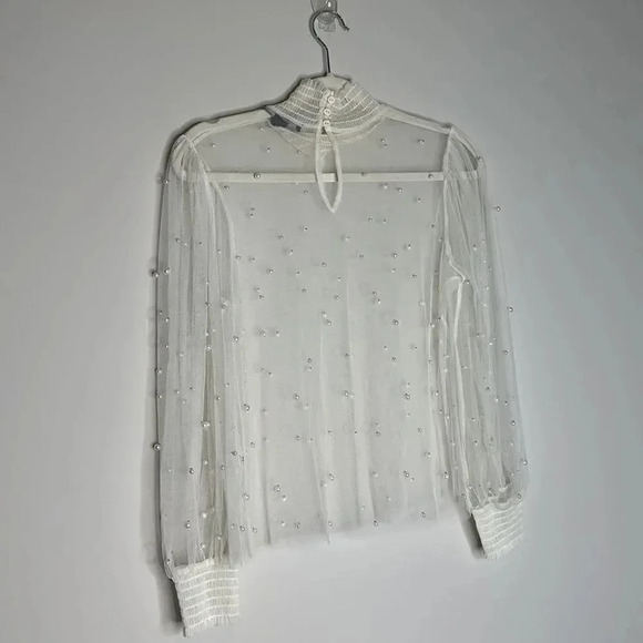 Forever 21 Cream Sheer Pearl Top - Picture 10 of 12